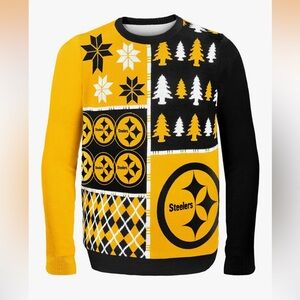 NWT FOCO NFL Mens NFL Busy Block Ugly Sweater Pittsburgh Steelers Small